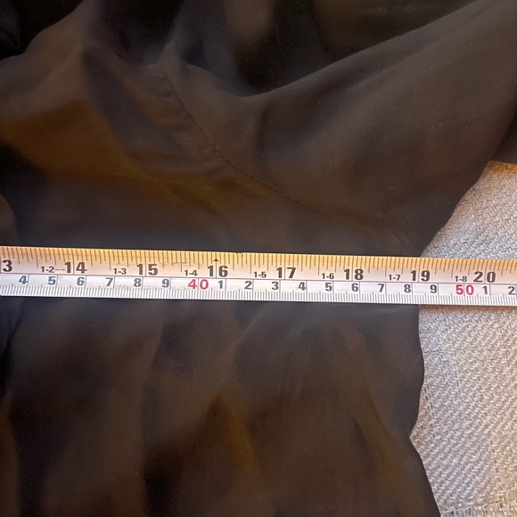 sandra  angelozzi Black Silk Ruffle Blouse Large Sheer Long Sleeve Feminine Top - Picture 5 of 7